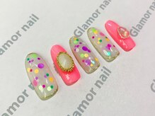 グラマーネイル(Glamor nail)/ビジュー×ポップネイル