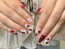 ネイルサロンアンドスクール ミュー(Nail Salon & school mieux)/アニマル柄＆ボルドーデザイン☆