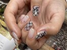 チェック×リボン