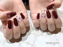 ネイルサロン マリキータ(MARIQUITA)/ハートホロ/ボルドーネイル/春