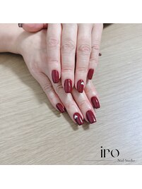 秋ネイル★ボルドー×ハート