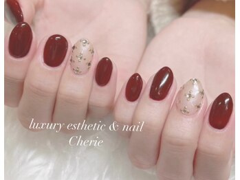 シェリエ(Cherie)/バーガンディ/ビジューネイル