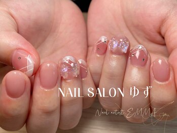 ゆず/リボンネイル/ワンホンネイル