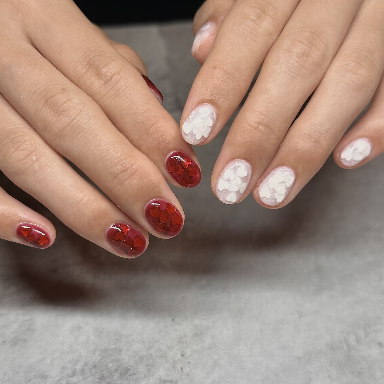 10))ネイルチップ フレンチガーリー ハート 冬 ボルドーネイル 個性派 10))ネイルチップ フレンチガーリー ハート 冬 ボルドーネイル 個性派