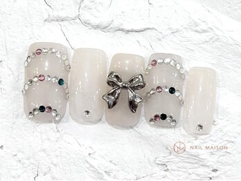 ネイルメゾン 池袋店(NAIL MAISON)/ストーンフレンチ¥10550