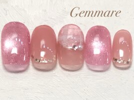 クリアピンクのデザインネイル