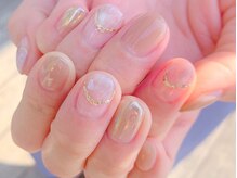 スリーラッシュアンドエルフネイル 下上津役店(threelash&elf.nail)/ピンク大理石ネイル/パラジェル