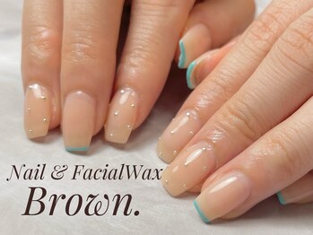 ブラウン(Brown.)/ターコイズ夏ネイル