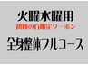 【火曜水曜用】ボキボキ矯正あり全身整体フル60分検査込み80分9000円→5500円
