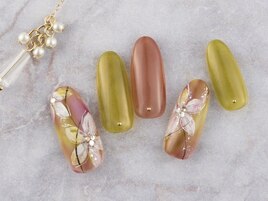 くすみ×お花ネイル