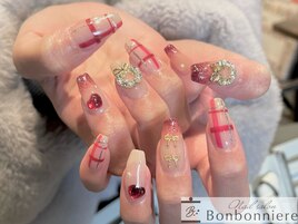 クリスマス風チェックネイル