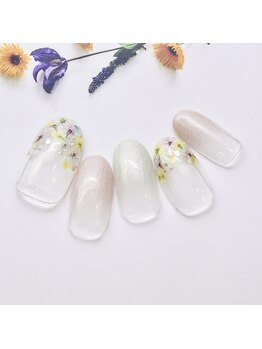 押し花グラデーションネイル
