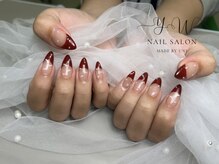 ユーネイル(YW nail)/フレンチ＋パーツ