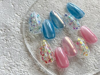 マイ ネイル 銀座店(Mai Nail)の写真/【初回*定額ア-ト¥6980~】透け感が心地よい、夏を彩る涼やかデザイン♪爽やかな透明感のある指先に...*