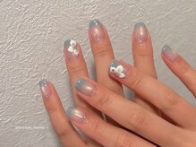ちゅるんブルー×フラワーネイル