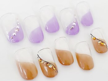 ネイルサロン クイール 小山店(NAIL SALON QUILL)/変形フレンチ+ストーン