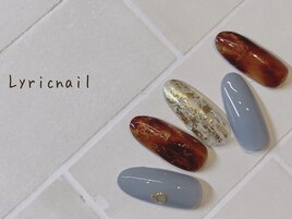 シアーグレー×べっこうネイル