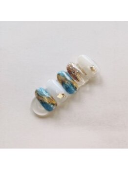 アトリエグリーン(Atelier Green)/大理石ネイル ターコイズネイル