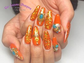 オレンジ☆夏ネイル