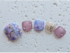 手描きの紫陽花ネイル