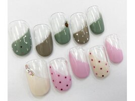 斜めフレンチ+ドット