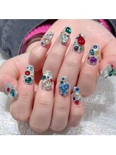 クイーンズビューティーサロン 新宿本店(Queen's beauty salon)/チップ長さ出し+アート&つけ放題