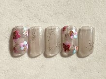 インク×手描きフラワー