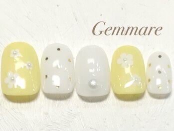 春のフラワードット柄ネイル