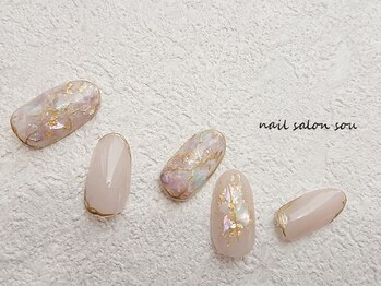 ソウ 難波店 nail salon Sou/メタリックラインニュアンスnail