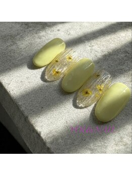 春のミモザ風☆ぷっくりネイル