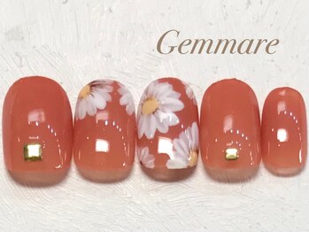 手書きフラワー柄大人ネイル