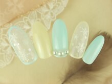 シューズネイルプロデュース/雪の結晶パールネイル　