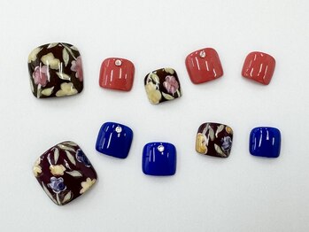 ネイルサロン クイール 小山店(NAIL SALON QUILL)/ワンカラー×インクフラワー