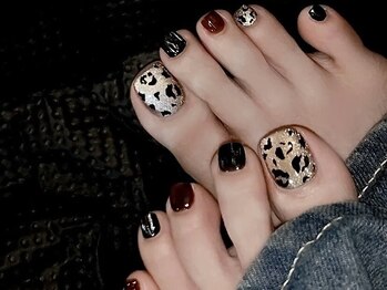 ベストネイル 渋谷109前店(Best Nail)/フットヒョウ柄クロムネイル