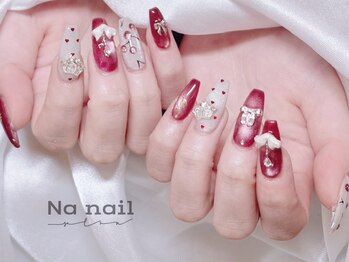 さくらんぼ　リボンネイル　