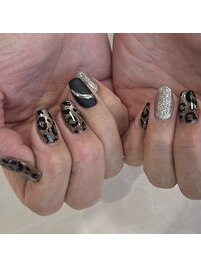 秋ネイル/マット/アニマル柄