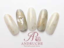 アンドルーチェ なんばパークス店(ANDRUCHE)/白×くすみグリーンクリアネイル