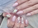 持ち込み筆記体お花ネイル