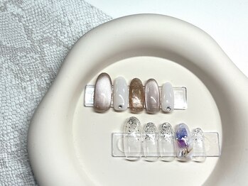 ネイルサロン エリア(AREA)の写真/爪の形や色を見極め、一本一本丁寧に施術するから美しい仕上がりに！上品なデザインで指先から美しく♪