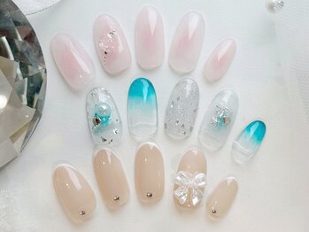 リッシュ ドゥ(RICHE deux)の写真/可愛いは正義！ちゅるんと王道ワンホンネイル/リボンネイル/ハートネイルも★【パラジェル+Art2本付¥8000】