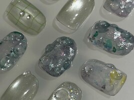 夏ネイル　錦糸町　透明
