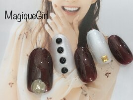 【ボルドーカラーネイル】