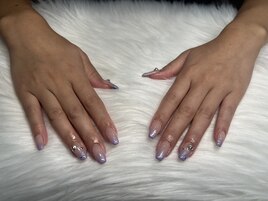 紫グラデーション＋ストーン