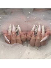 ハートネイル(Heart nail)/白グラ×キルティング