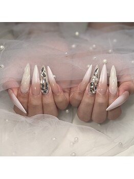 ハートネイル(Heart nail)/白グラ×キルティング