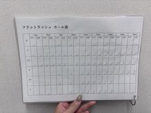 アイ ビューティー ルクール 見附店(EYE BEAUTY Le Coeur)の雰囲気（取り扱いのカールと長さ表[まつげパーマ/マツエク]）