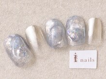 アイネイルズ 三宮店(I nails)/奥行ぷっくりオーロラブルー