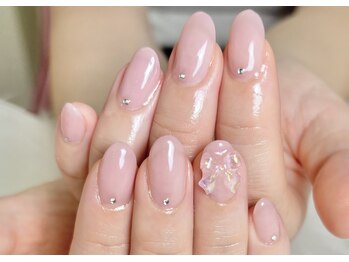 トラストネイル 佐野店(TRUST Nail)/うる艶ワンカラー×リボン