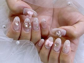 ピンクチェック ガーリーネイル