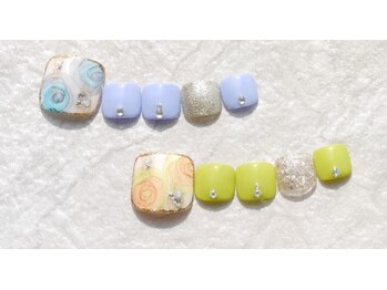 ネイルサロン ブリオン(Nail Salon Bullion)/たらしこみバラネイル フット
